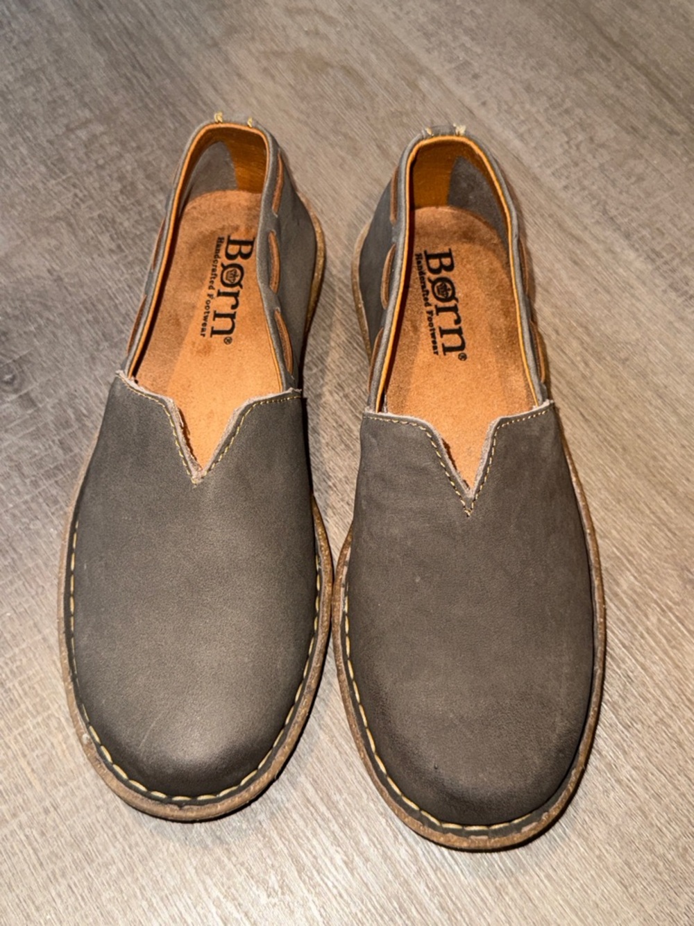 Børn Naya Grey Nubuck Leather Slip-On Loafers - Size 7.5